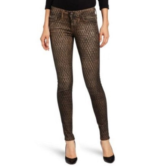 $350 TRUE RELIGION JEANS  Halle MOJAVE Lonestar SNAKESKIN Brown SLIM Skinny 25 - Picture 4 of 4